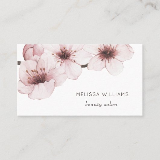 Blush Watercolor Kersenbloesem  | Qr Code Visitekaartje (Voorkant)