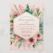 Blush Watercolor Meadow Wedding Kaart (Voorkant)