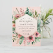 Blush Watercolor Meadow Wedding Kaart (Staand voorkant)