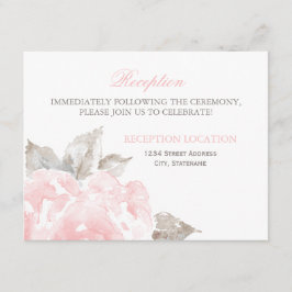 Blush Watercolor Roze Trouwreceptie Informatiekaartje