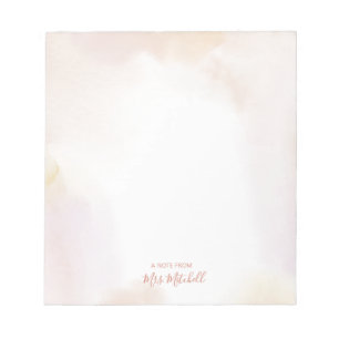 Blush Watercolor Wash Persoonlijke naam docent Notitieblok