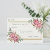 Blush Watercolor Wedding Response Card RSVP Kaartje (Staand voorkant)