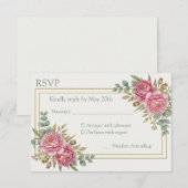 Blush Watercolor Wedding Response Card RSVP Kaartje (Voorkant / Achterkant)