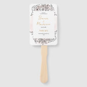 Blush Watercolor with Elegant Black Floral Details Handwaaier (Voorkant)