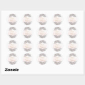 Blush Watercolor with Elegant Black Floral Ronde Sticker (Vel)