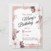 Blush Watercolour Florals Birthday Kaart (Voorkant)