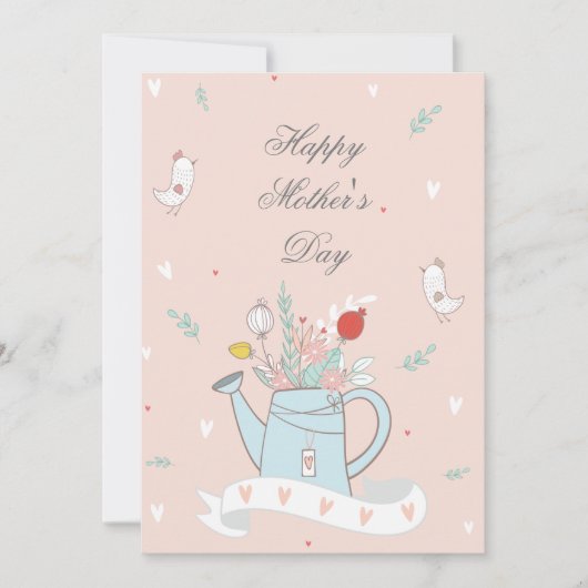 Blush Watering kan bloemen Moederdag Kaart (Voorkant)