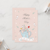 Blush Watering kan bloemen Moederdag Kaart (Voorkant / Achterkant in situ)
