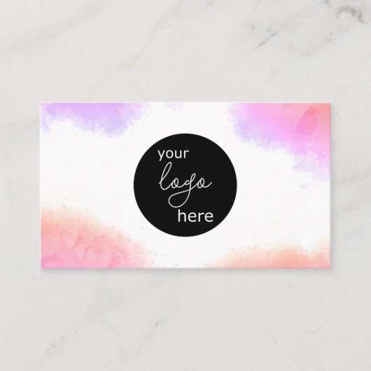 Blush Waterverf Aangepaste Logo QR Code Visitekaartje (Voorkant)