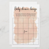 Blush Waterverf Baby shower Bingo Game (Voorkant / Achterkant)