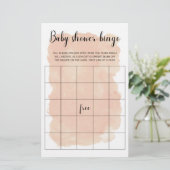 Blush Waterverf Baby shower Bingo Game (Staand voorkant)