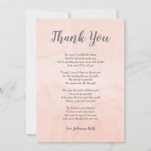 Blush waterverf Baby shower Opmerking + gedicht Bedankkaart