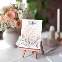 Blush Waterverf & Black Floral Elegant Huwelijk