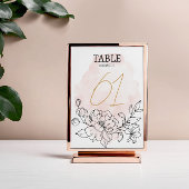 Blush Waterverf & Black Floral Elegant Huwelijk Kaart