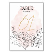 Blush Waterverf & Black Floral Elegant Huwelijk Kaart (Voorkant)