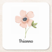 Blush Waterverf Bloem Naam Kartonnen Onderzetters (Voorkant)