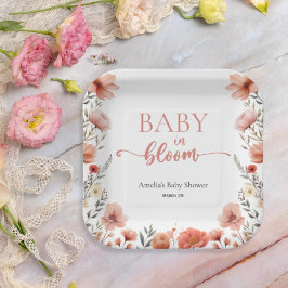 Blush Waterverf Bloemen Baby in Bloom Papier Borde Papieren Bordje