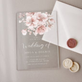 Blush Waterverf Bloemen Bloei bruiloft Acryl Uitnodigingen