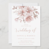 Blush Waterverf Bloemen Bloei bruiloft Kaart (Voorkant)