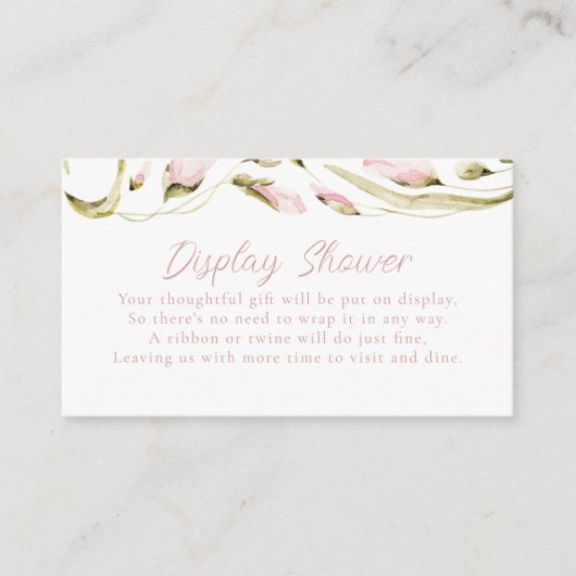 Blush Waterverf Bloemen Bruids Display Douche Informatiekaartje (Voorkant)