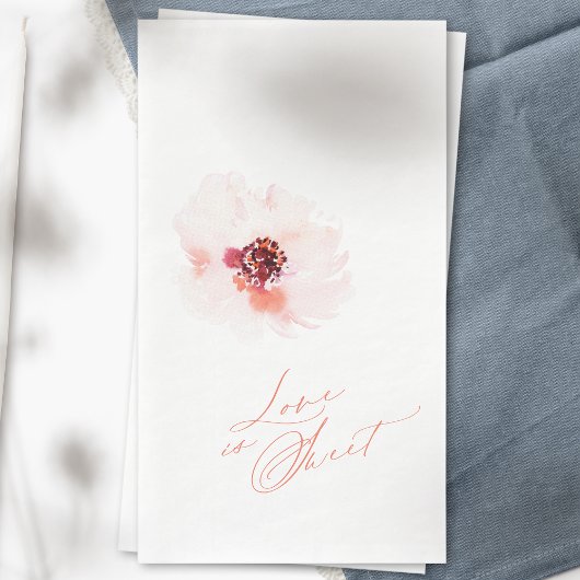 Blush Waterverf Bloemen bruiloft gastenhanddoek Servet