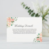 Blush Waterverf Bloemen Bruiloft Receptie Details Informatiekaartje (Staand voorkant)