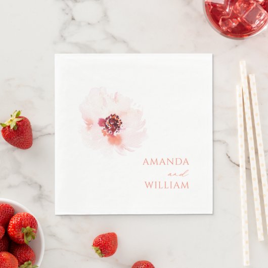 Blush Waterverf Bloemen bruiloft servetten (Insitu)