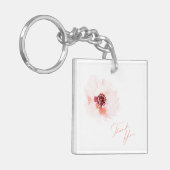 Blush Waterverf Bloemen bruiloft Sleutelhanger (Voorkant Links)