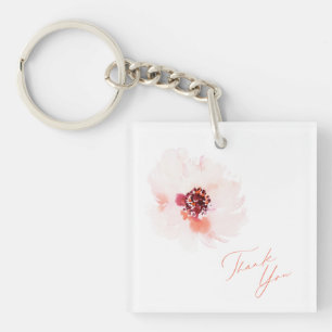 Blush Waterverf Bloemen bruiloft Sleutelhanger