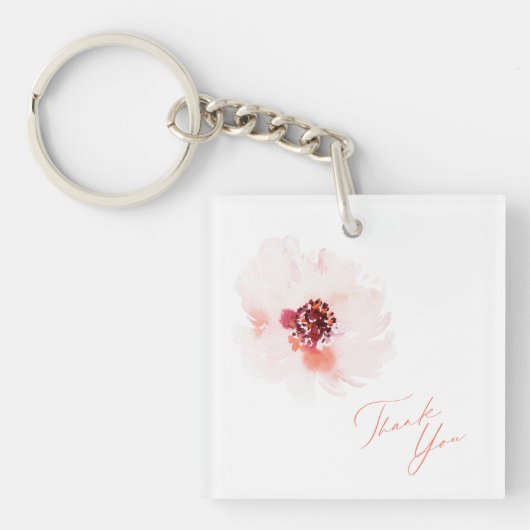 Blush Waterverf Bloemen bruiloft Sleutelhanger (Voorkant)