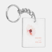Blush Waterverf Bloemen bruiloft Sleutelhanger (Voorkant Links)