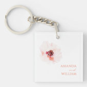 Blush Waterverf Bloemen bruiloft Sleutelhanger (Voorkant)