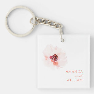 Blush Waterverf Bloemen bruiloft Sleutelhanger