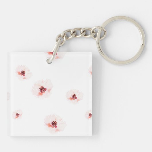 Blush Waterverf Bloemen bruiloft Sleutelhanger (Achterkant)