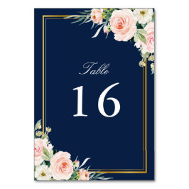 Blush waterverf Bloemen Goud lijst bruiloft Kaart