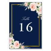 Blush waterverf Bloemen Goud lijst bruiloft Kaart (Voorkant)