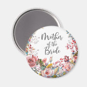 Blush Waterverf Bloemen Moeder van de Bruid Ronde Magneet (Voorkant / Achterkant)