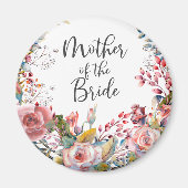Blush Waterverf Bloemen Moeder van de Bruid Ronde Magneet (Voorkant)