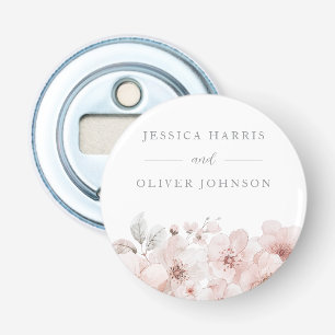 Blush Waterverf Bloemen Mooie bruiloft Button Flesopener