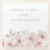 Blush Waterverf Bloemen Mooie bruiloft Glazen Onderzetter (Voorkant)