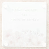 Blush Waterverf Bloemen Mooie bruiloft Glazen Onderzetter (Achterkant)