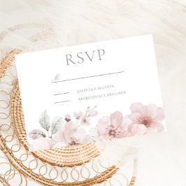 Blush Waterverf Bloemen Mooie bruiloft RSVP Kaartje