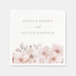 Blush Waterverf Bloemen Mooie bruiloft Servet
