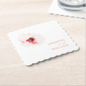 Blush Waterverf Bloemen Trouwpapier Onderzetter (Gebogen)