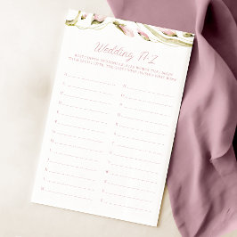 Blush Waterverf Bloemen Vrijgezellenfeest A-Z Spel