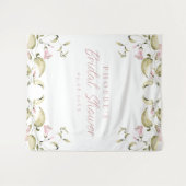 Blush Waterverf Bloemen Vrijgezellenfeest Achtergr Wandkleed (Voorkant (horizontaal))