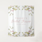 Blush Waterverf Bloemen Vrijgezellenfeest Achtergr Wandkleed (Voorkant)