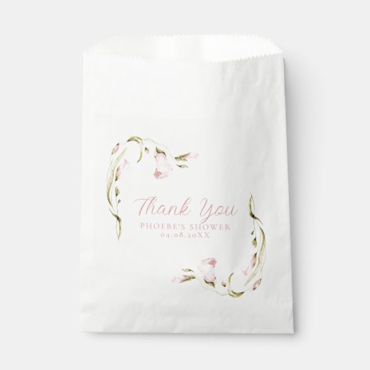 Blush Waterverf Bloemen Vrijgezellenfeest Bedankzakje (Voorkant)