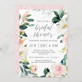 Blush Waterverf Bloemen Vrijgezellenfeest Kaart