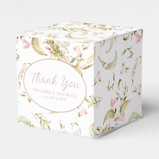 Blush Waterverf Bloemen Vrijgezellenfeest Vierkant Bedankdoosjes (Voorkant Zijde)